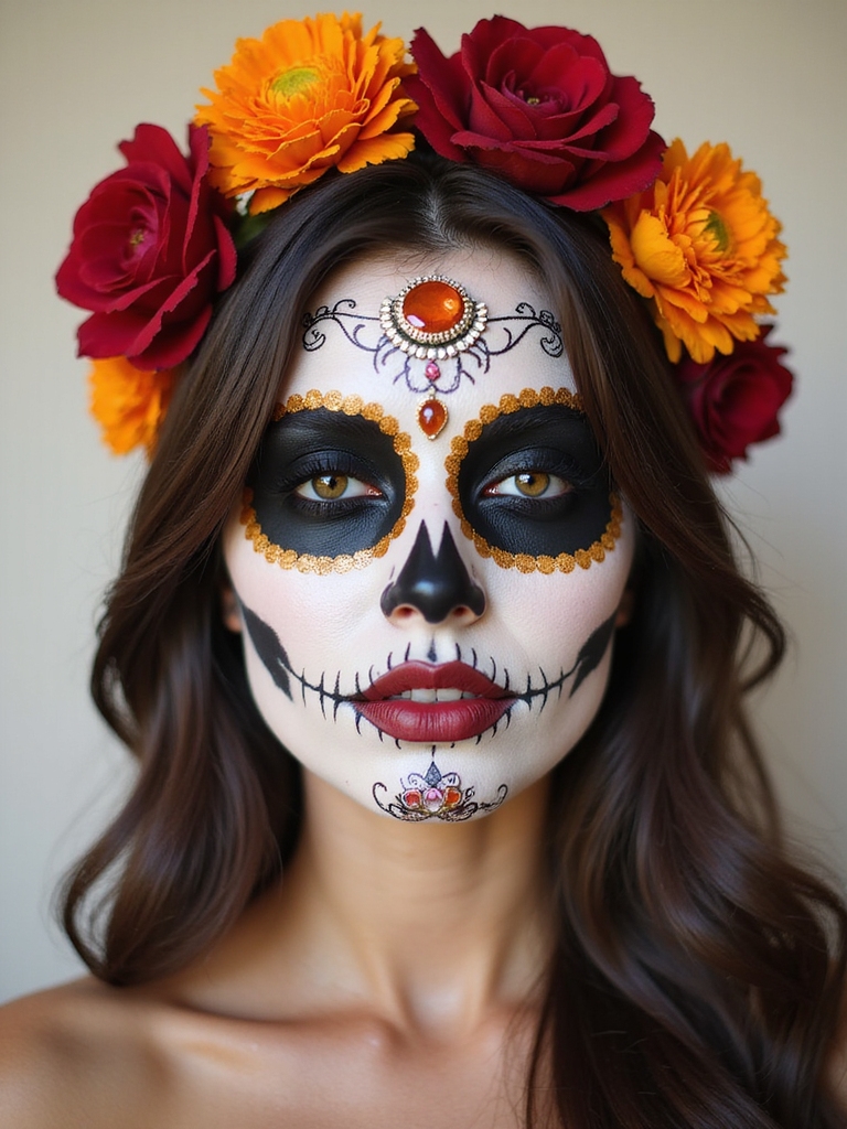 neon floral sugar skull