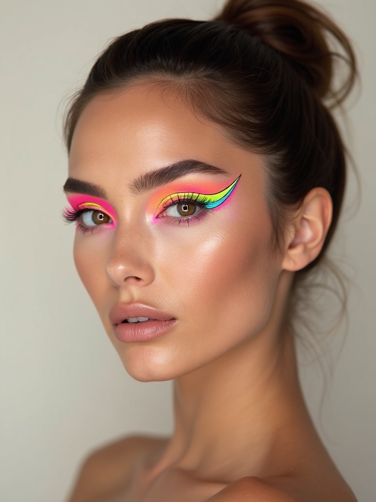 neon razor sharp graphic eyeliner