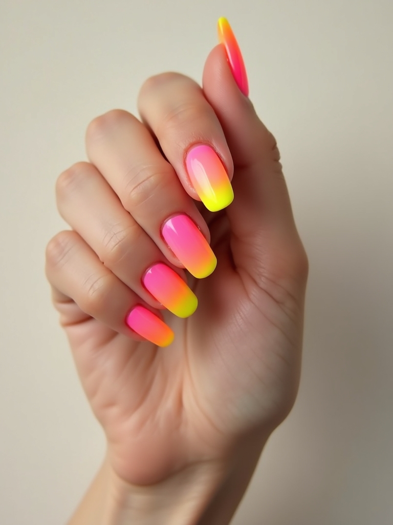 neon sponge blended glossy ombr