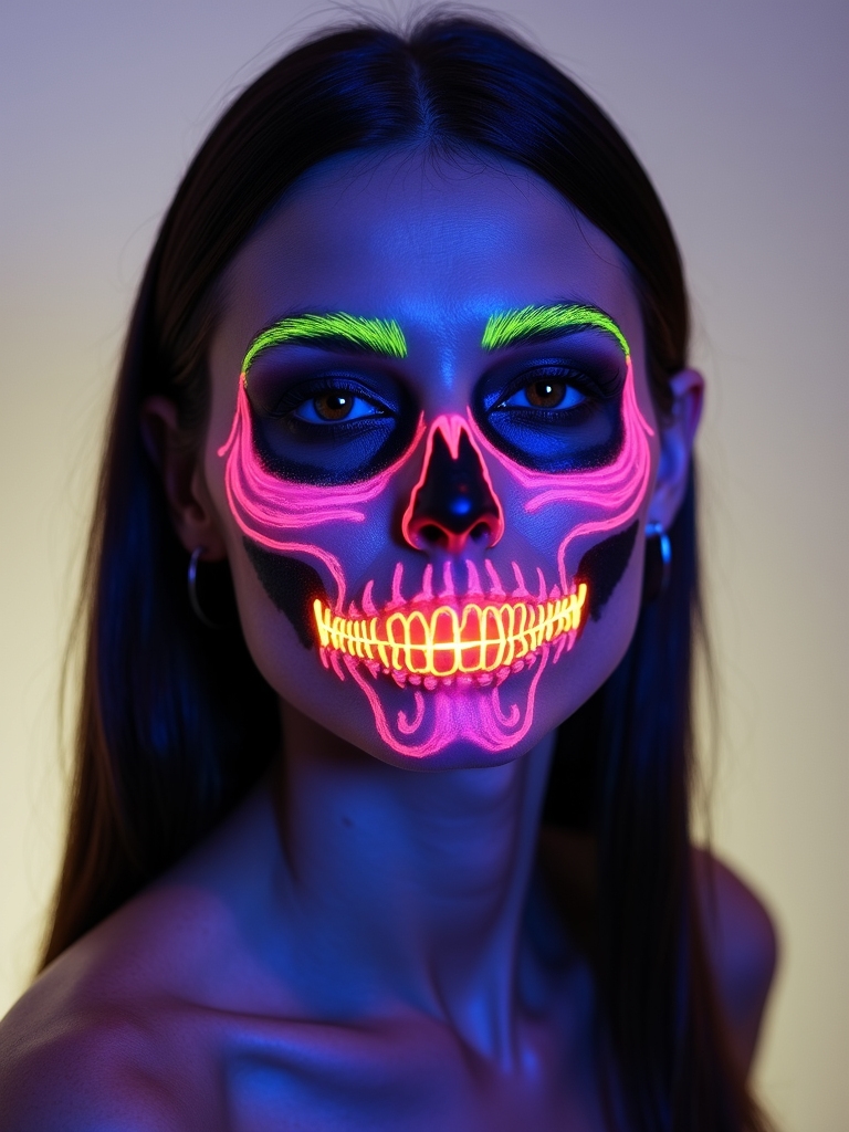 neon uv contoured skull glow