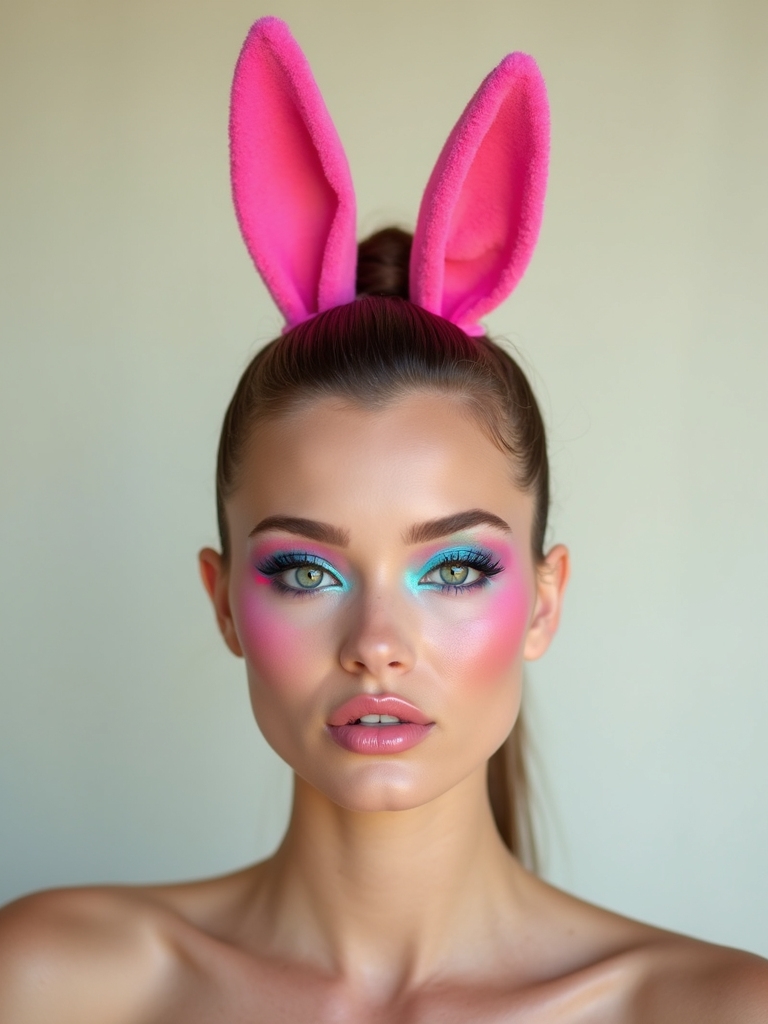 neon uv glow graphic bunny