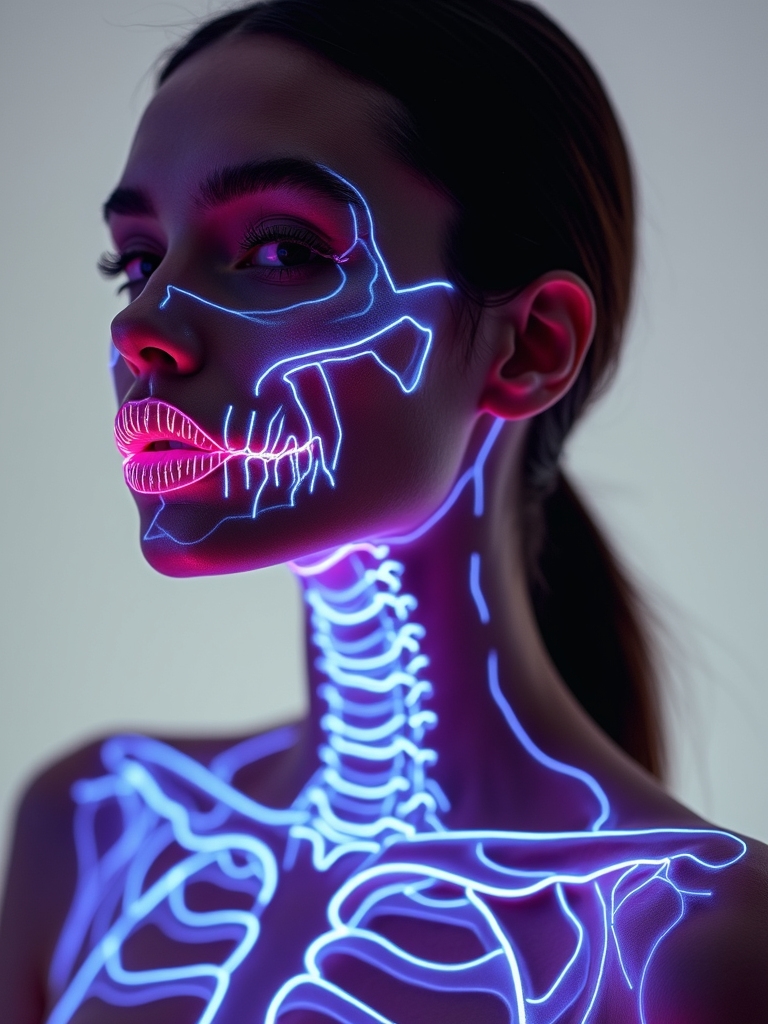 neon uv skull makeup