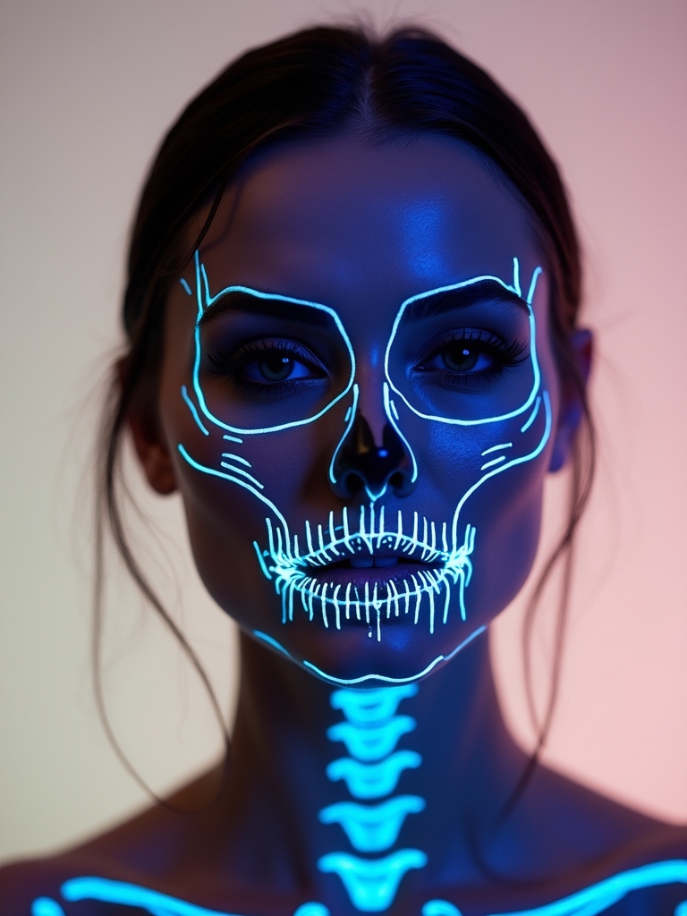 neon uv skull makeup