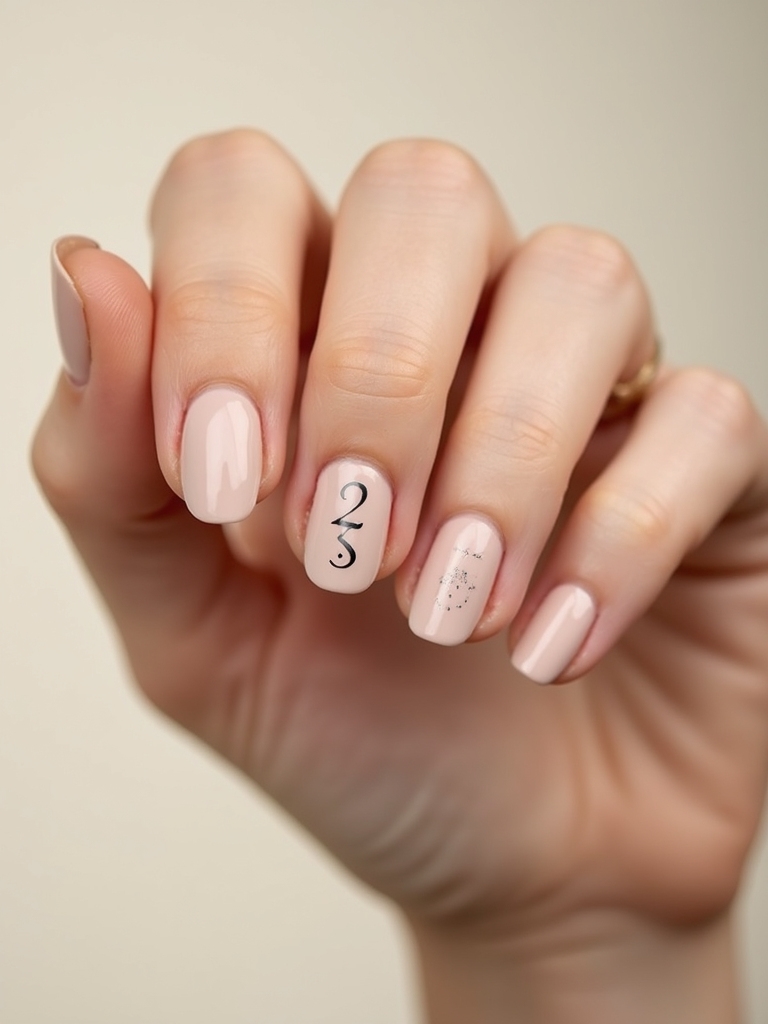 neutral minimalist numeric nail art