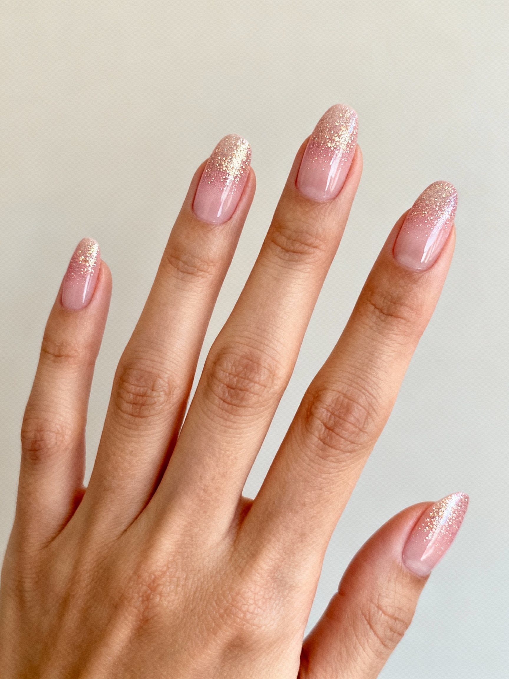 nude to gold glitter ombr