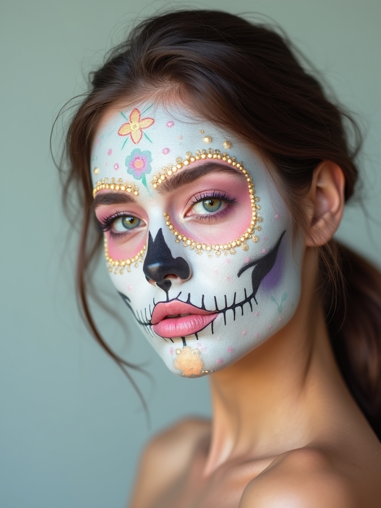 pastel chic cotton candy skull