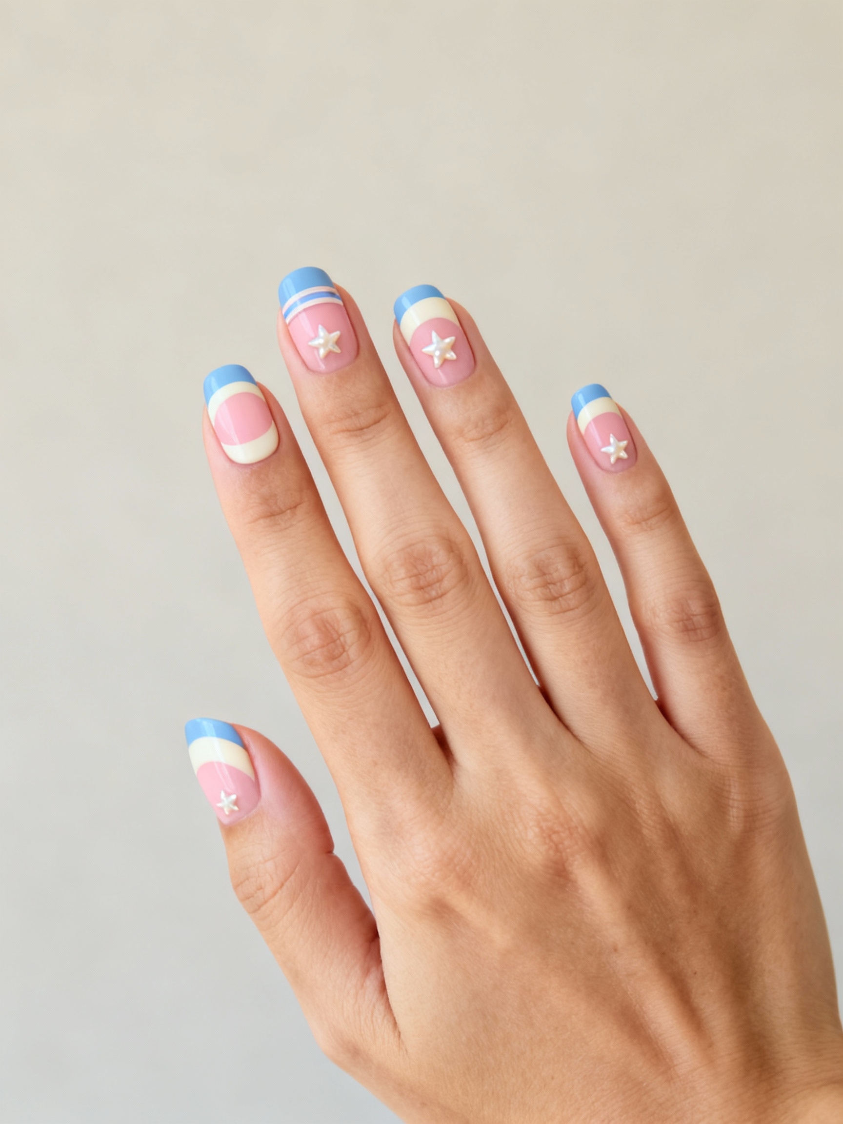 pastel patriotic cloud like manicure