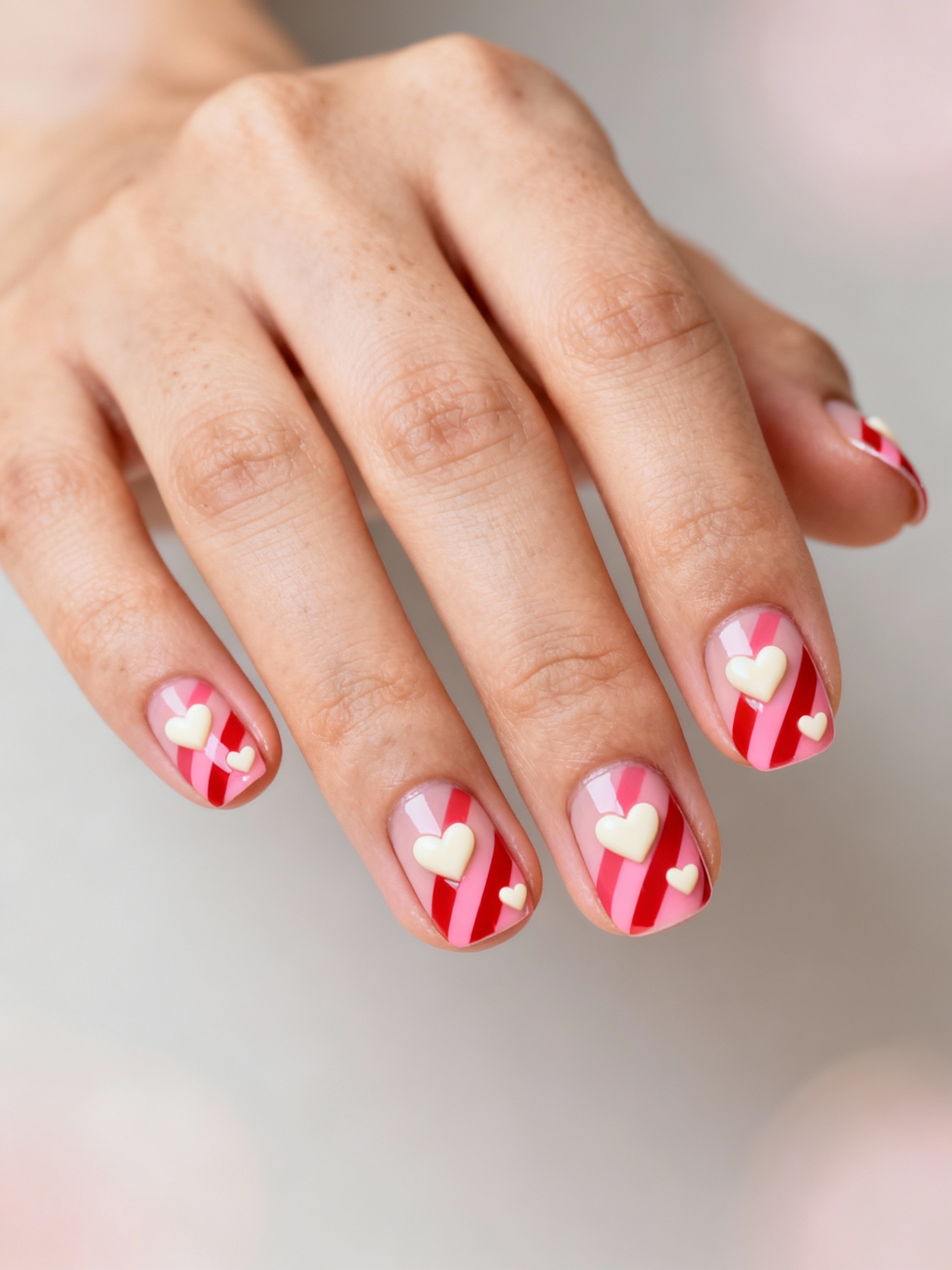 pastel peppermint heart tips