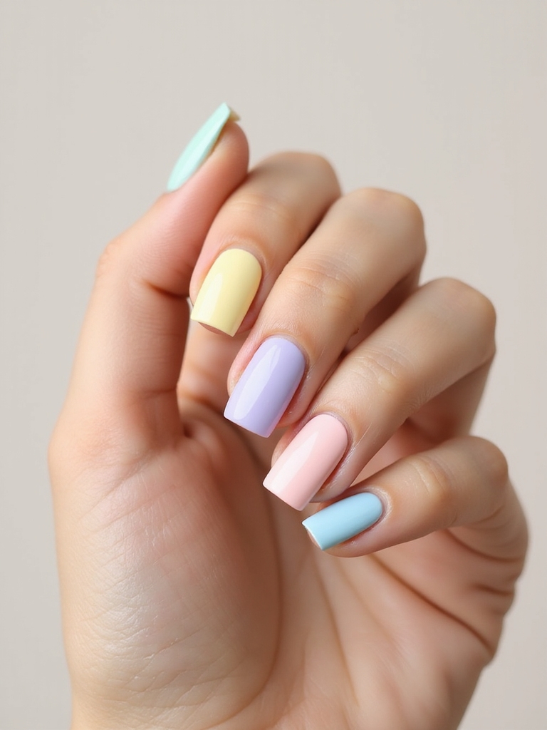 pastel sherbet grid nails