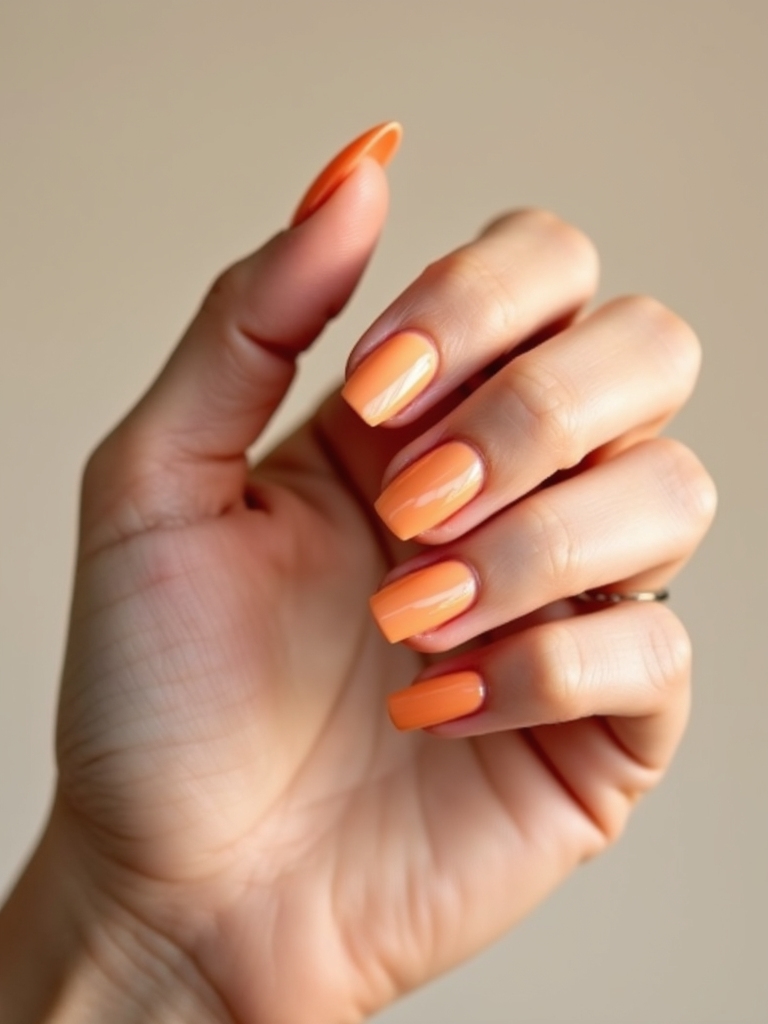 peachy nude orange nails