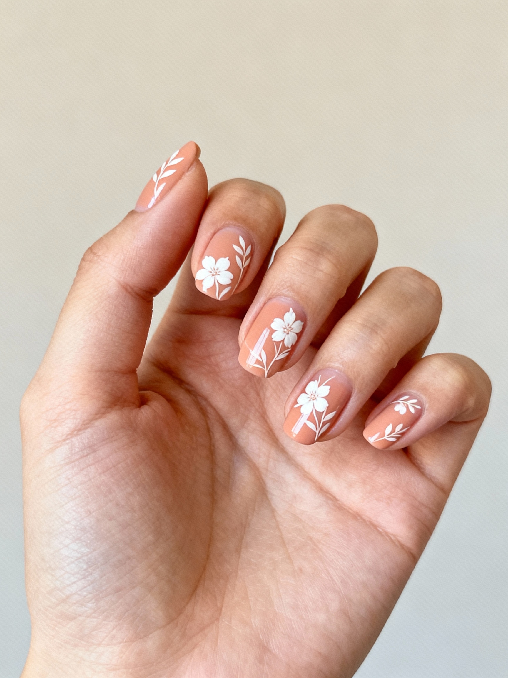 peachy nude with florals
