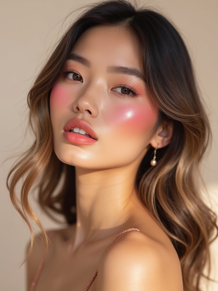 peachy pink sunlit glow