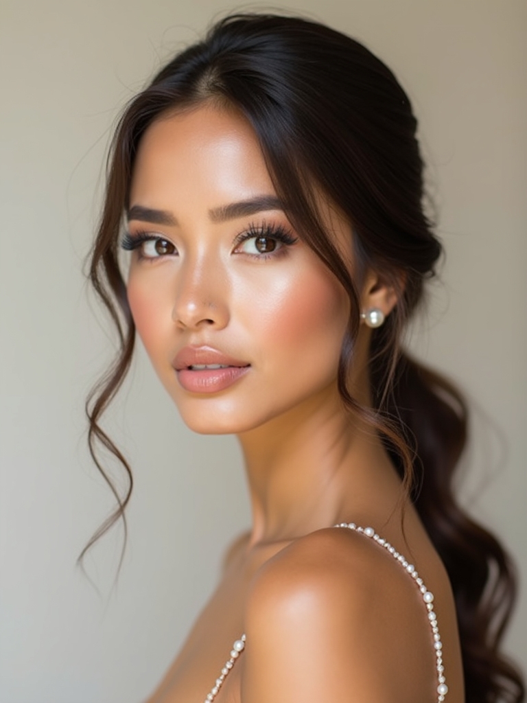 pearl lit dewy bridal glow