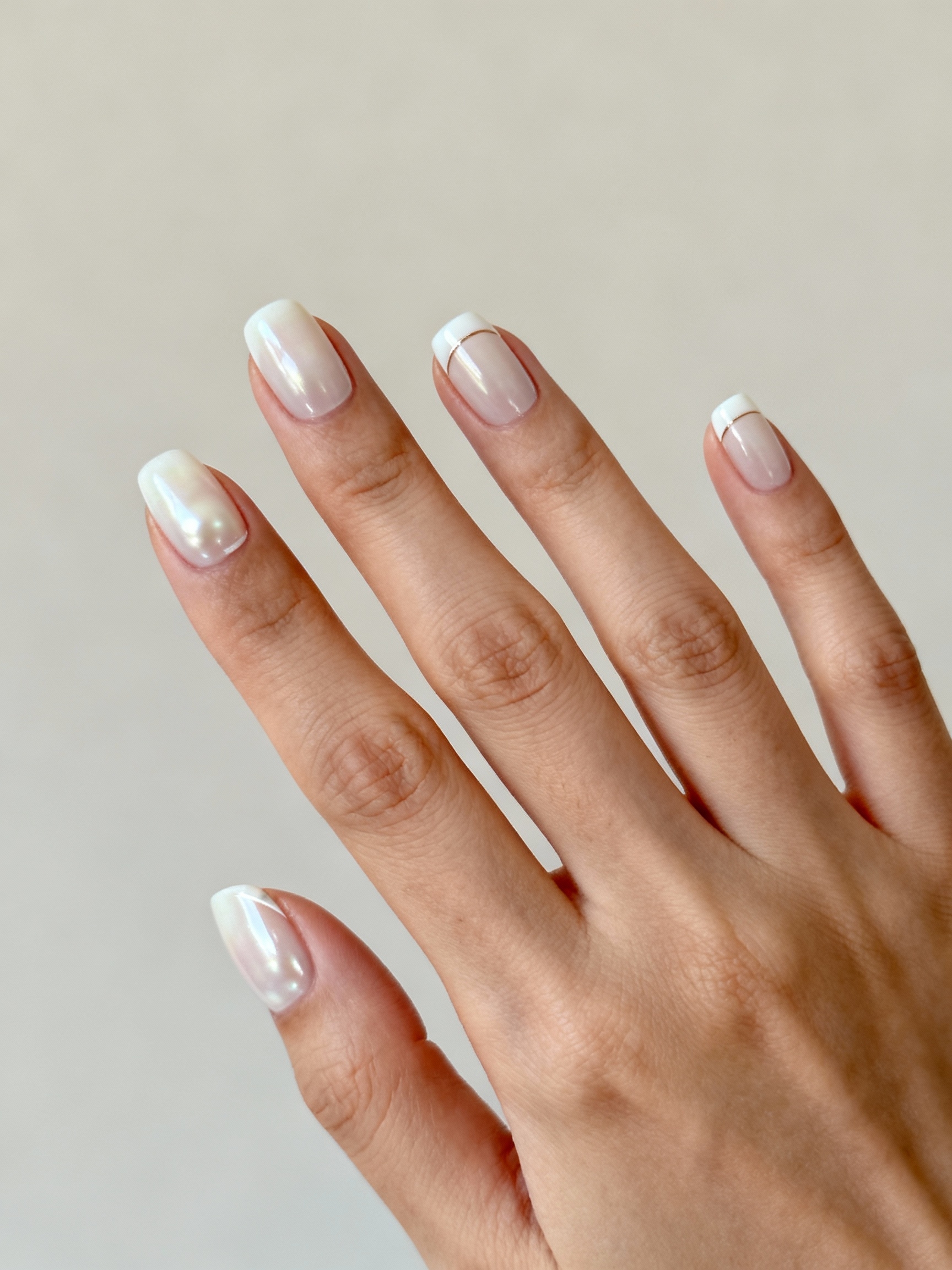 pearlescent milky white nails