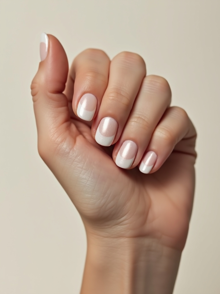 pearlized lunar crescent manicure