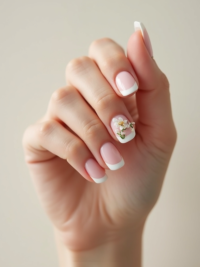 petal pink french with floral