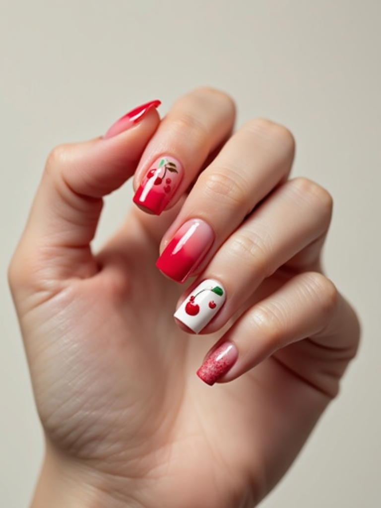 playful cherry nail designs