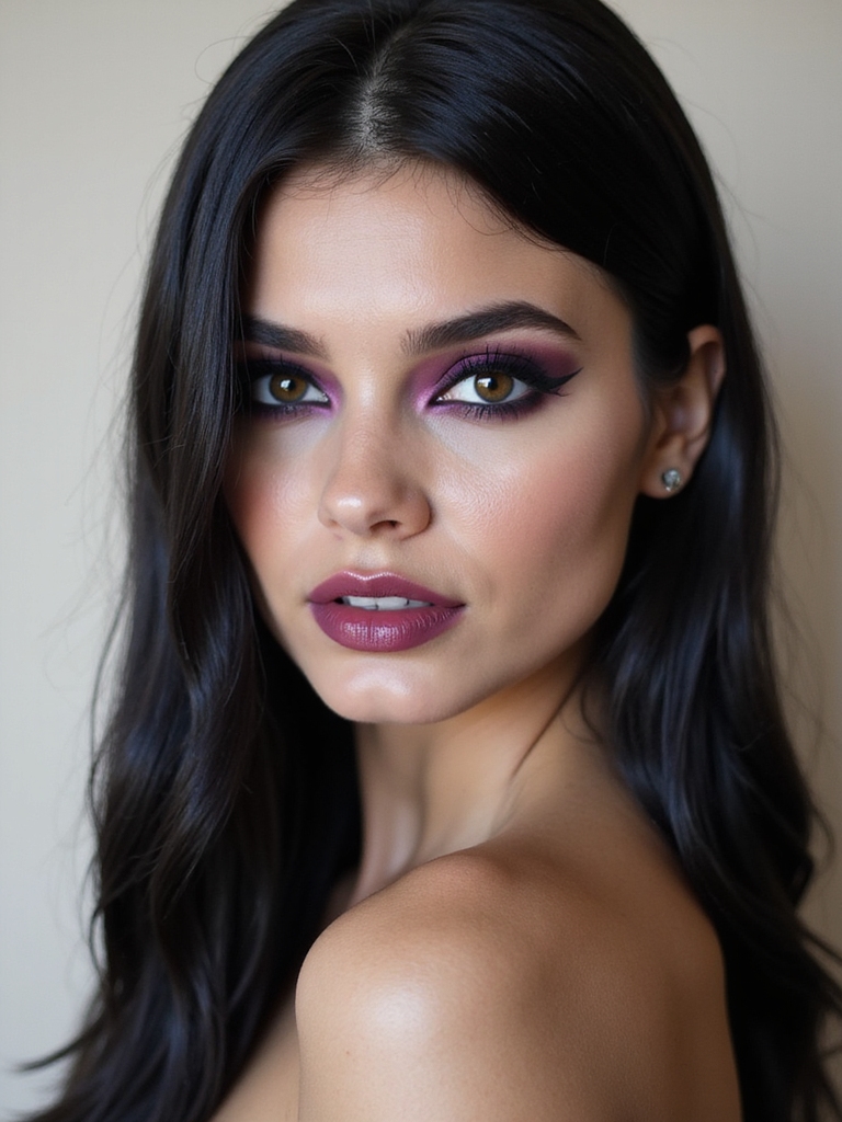 plum monochrome eyes and lips