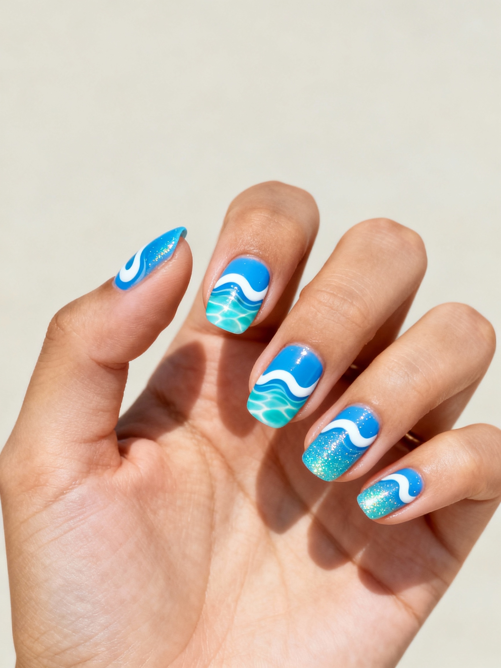 poolside glossy blue waves