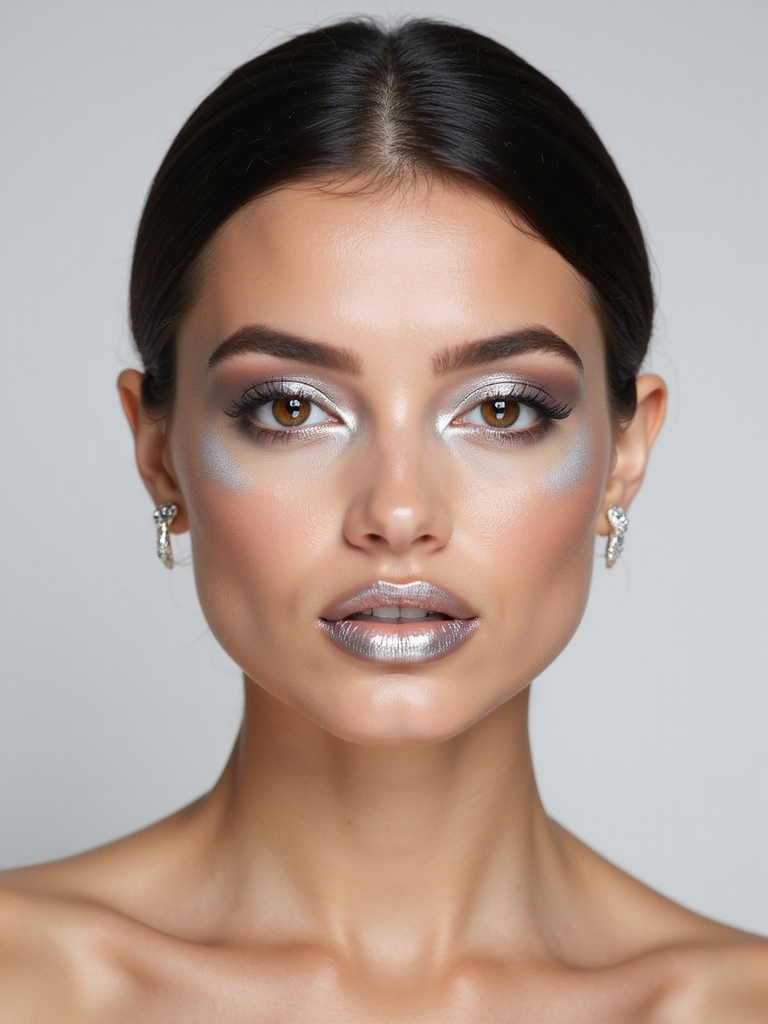 poured metallic ombr lips