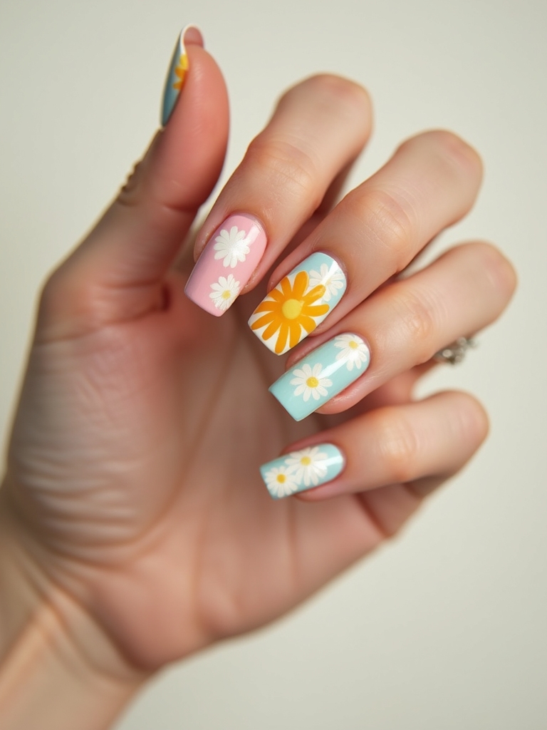 retro daisies with checkerboard