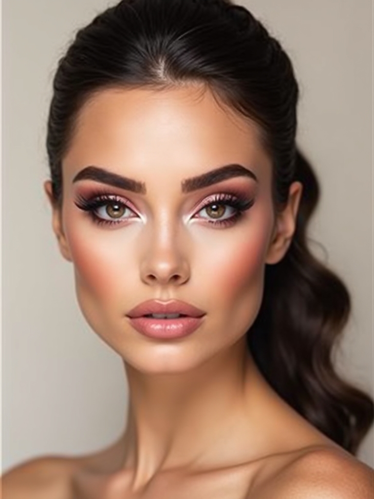 rosy under eye feathery brows