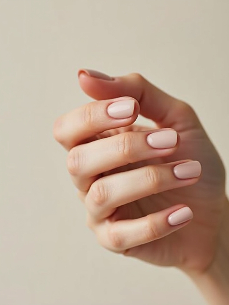 satin nude with glossy tips