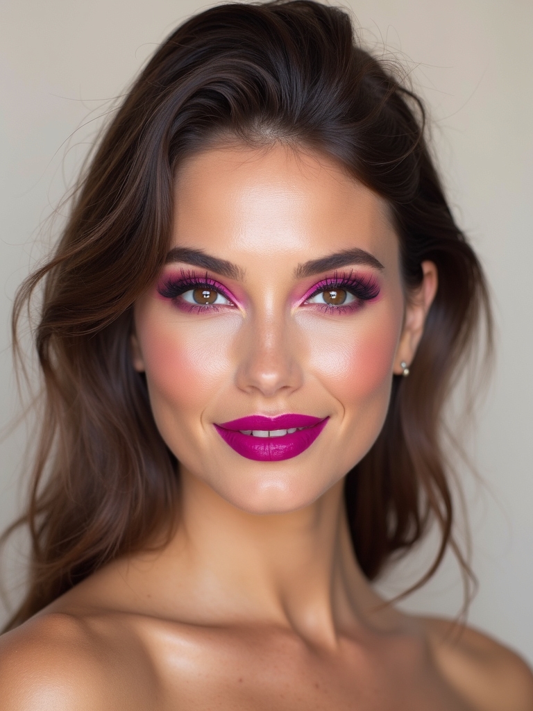 saturated magenta monochrome makeup