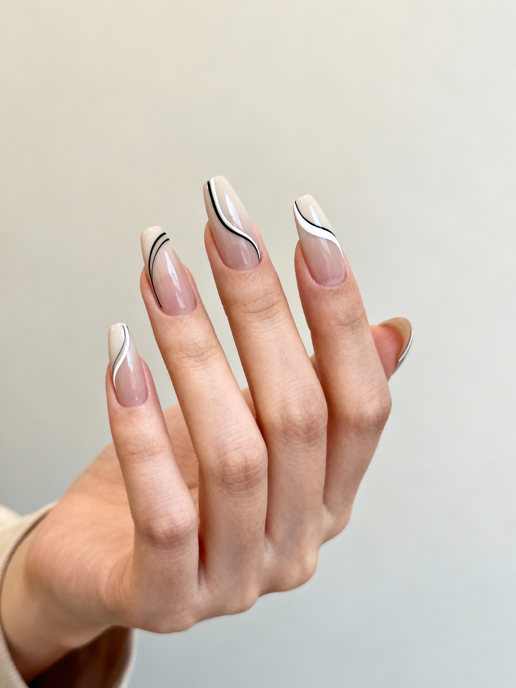 sculpted almond with graphic lines