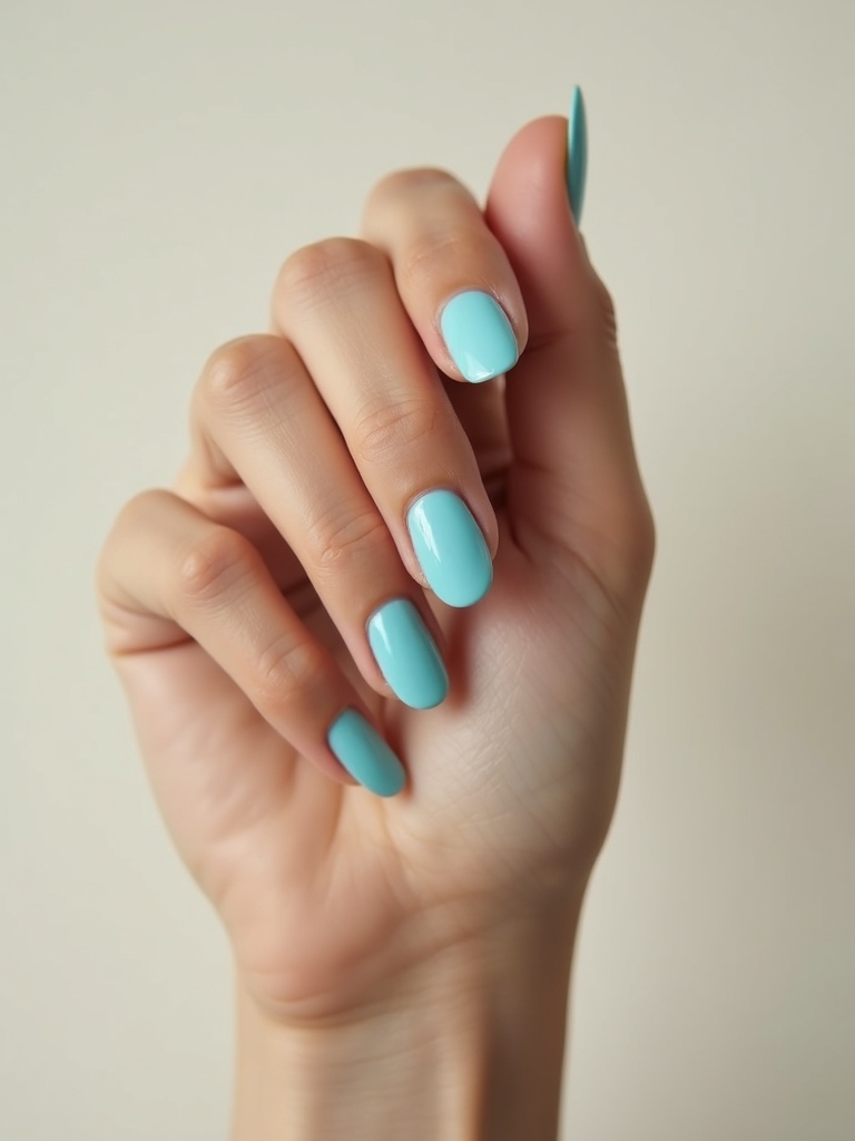 sea glazed milky blue nails