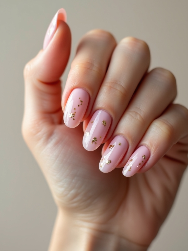 semi sheer milky pink with gold
