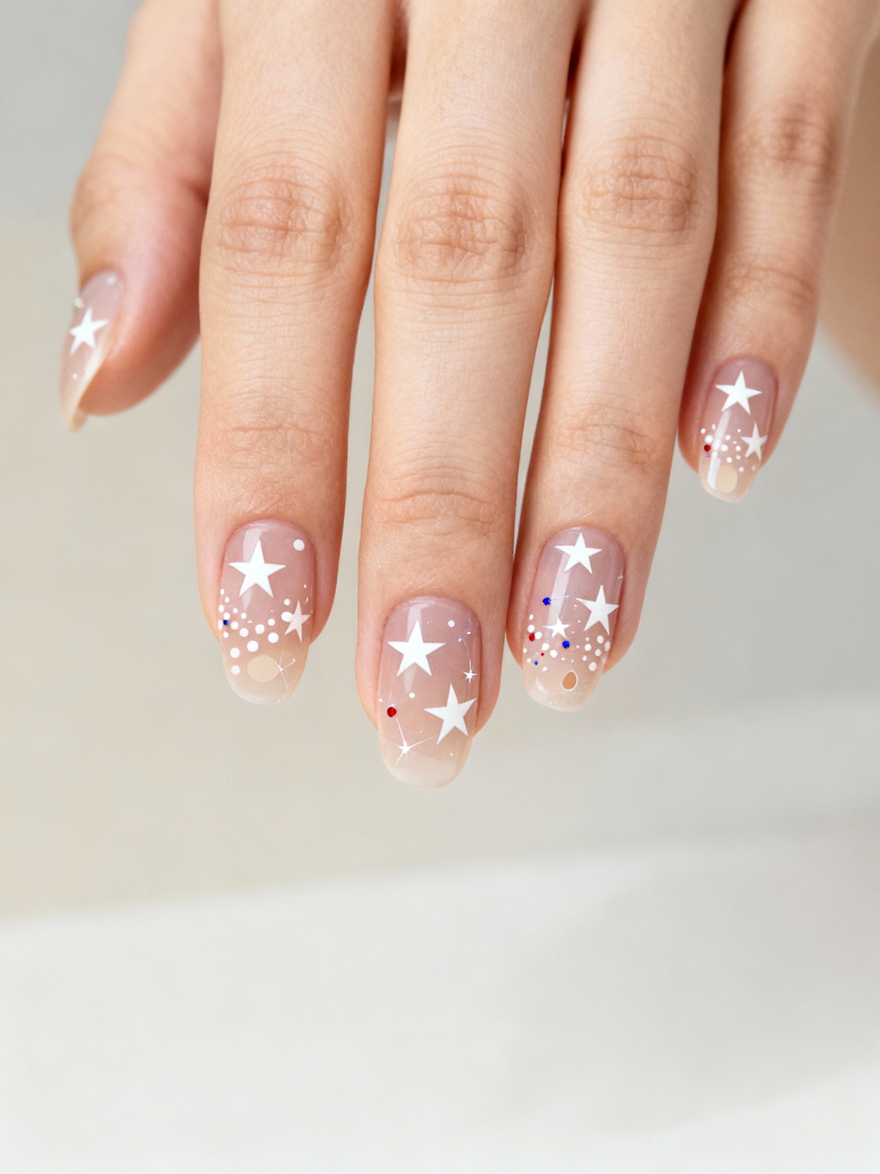sheer celestial negative space nails