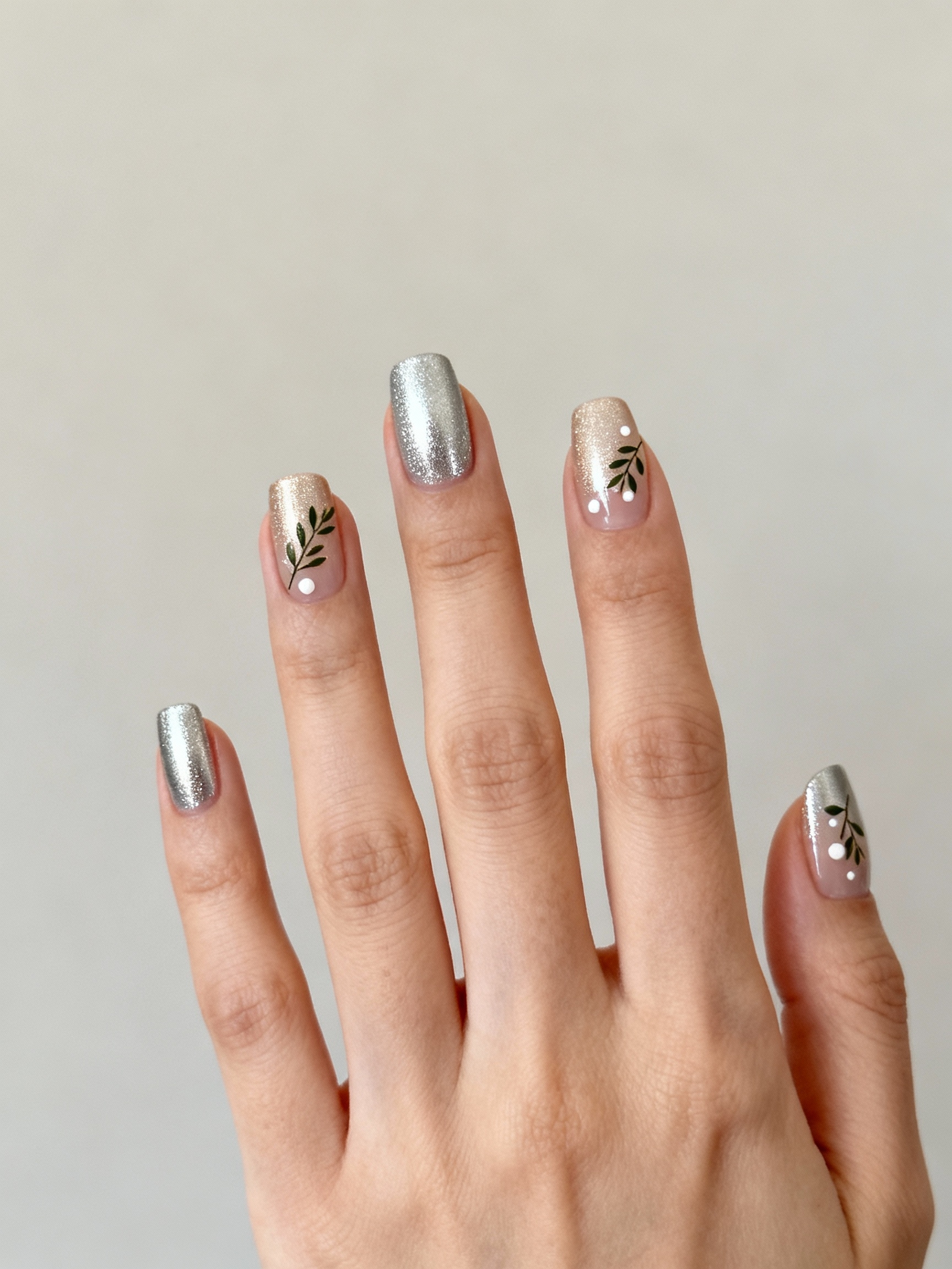 sheer chrome mistletoe nails