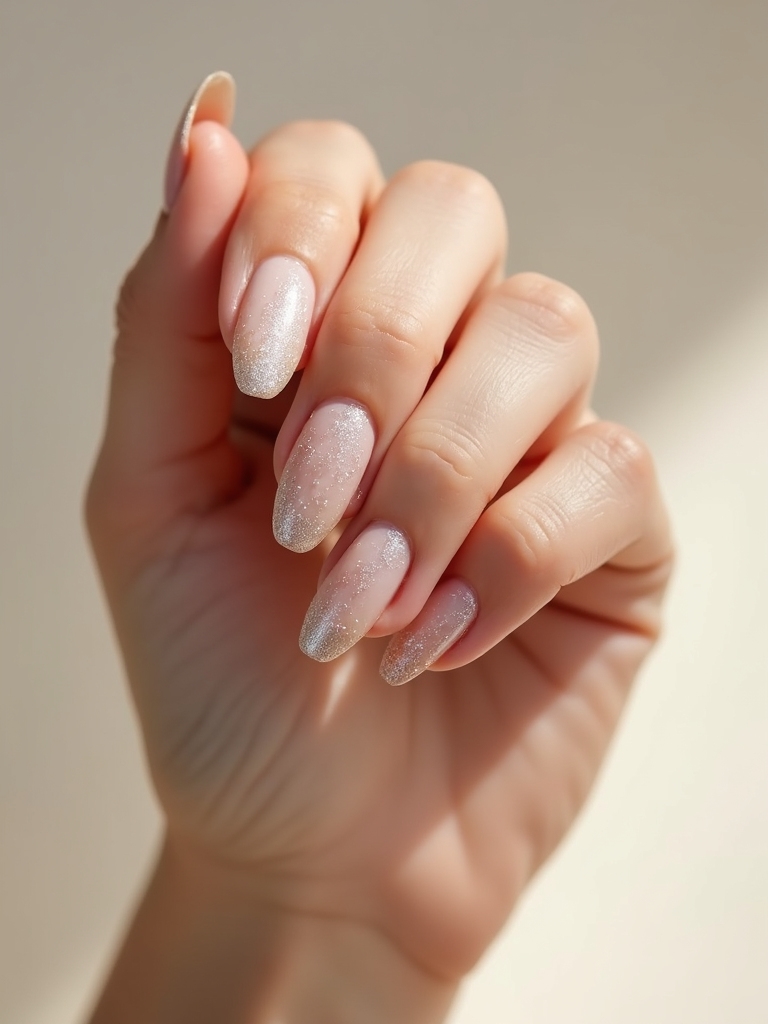 sheer glitter tipped subtle fade