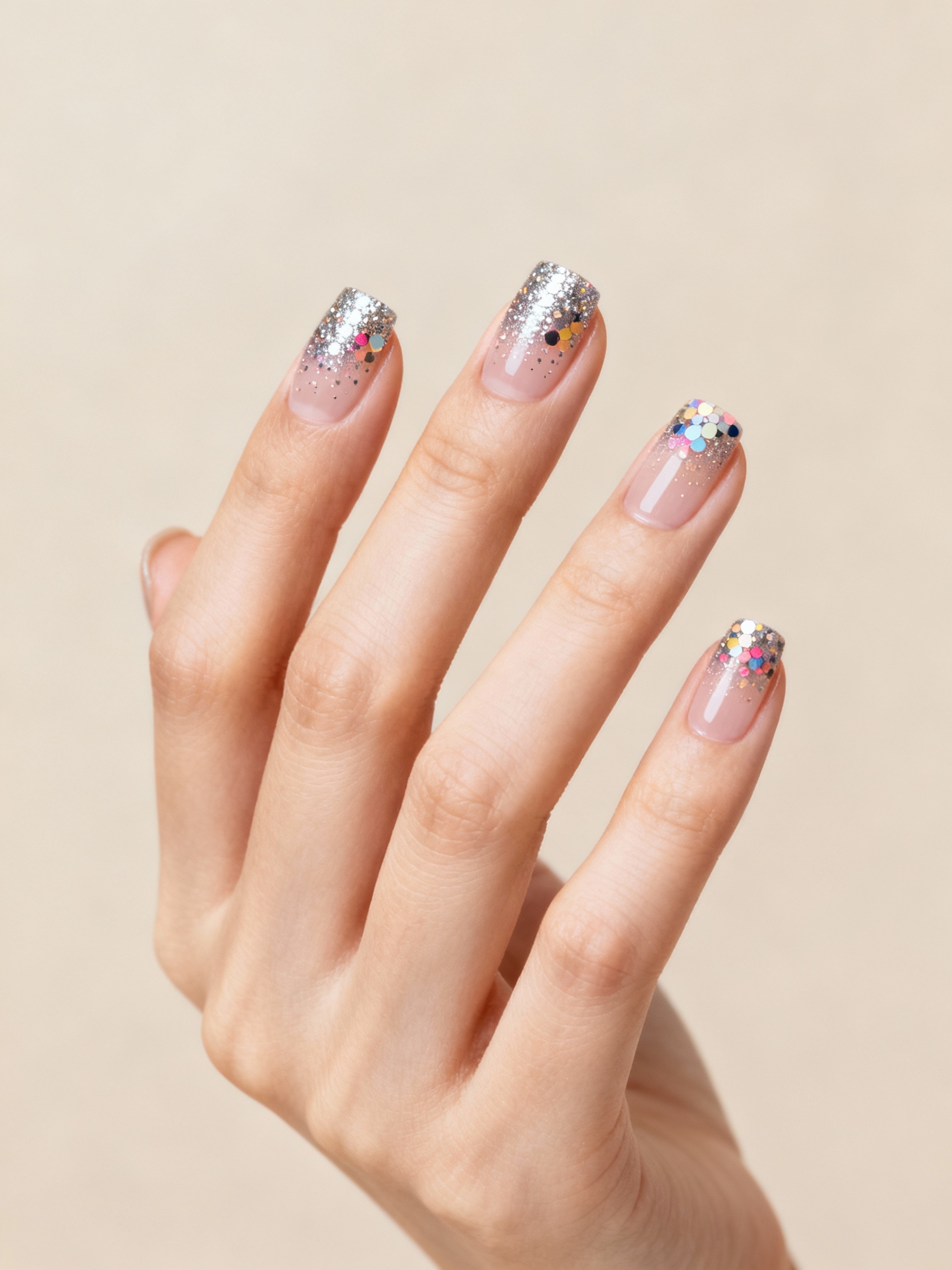 sheer glittered confetti gradient