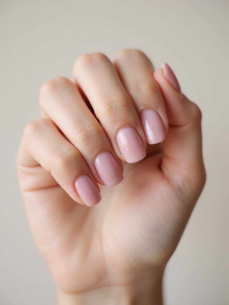 sheer glossy baby pink nails