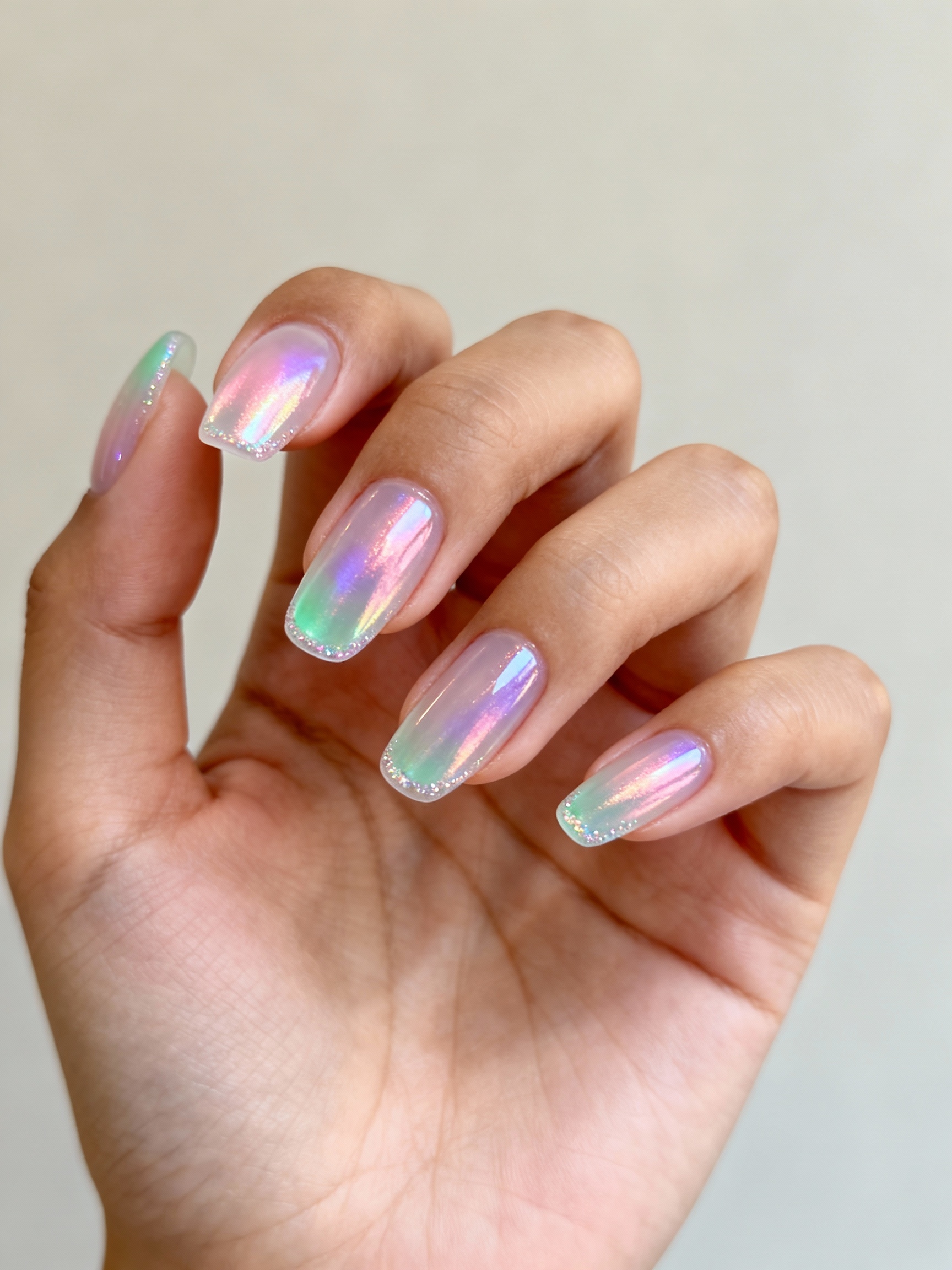 sheer iridescent jelly tips