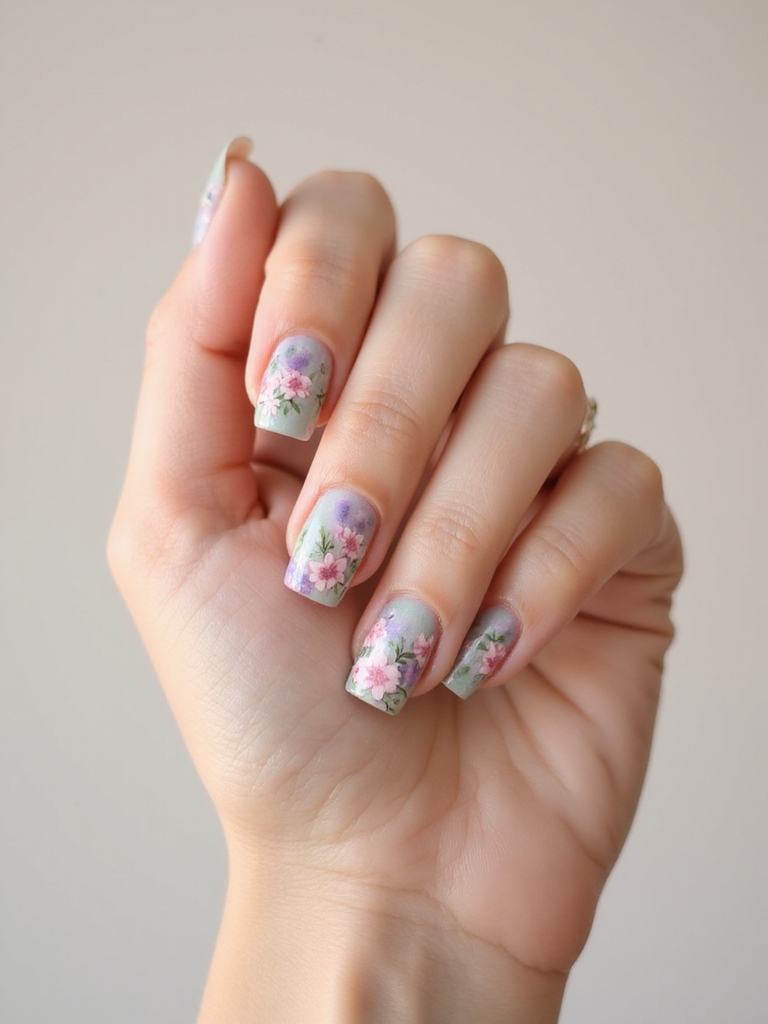 sheer layered watercolor blooms