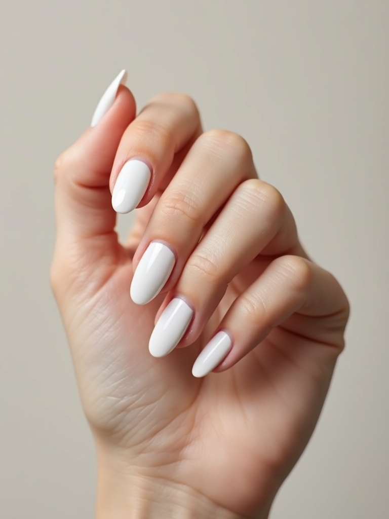 sheer milky glossy winter manicure