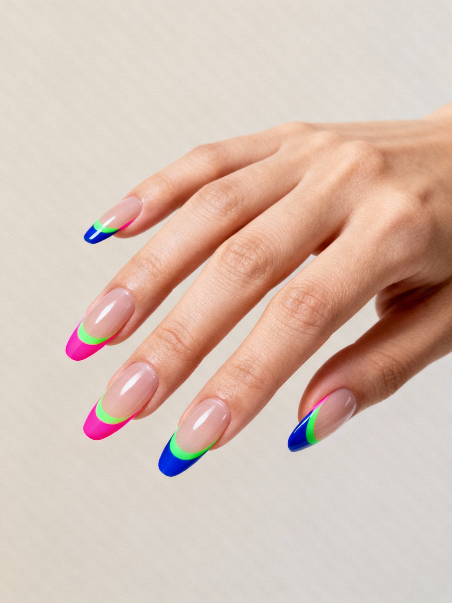 sheer nails with neon outline