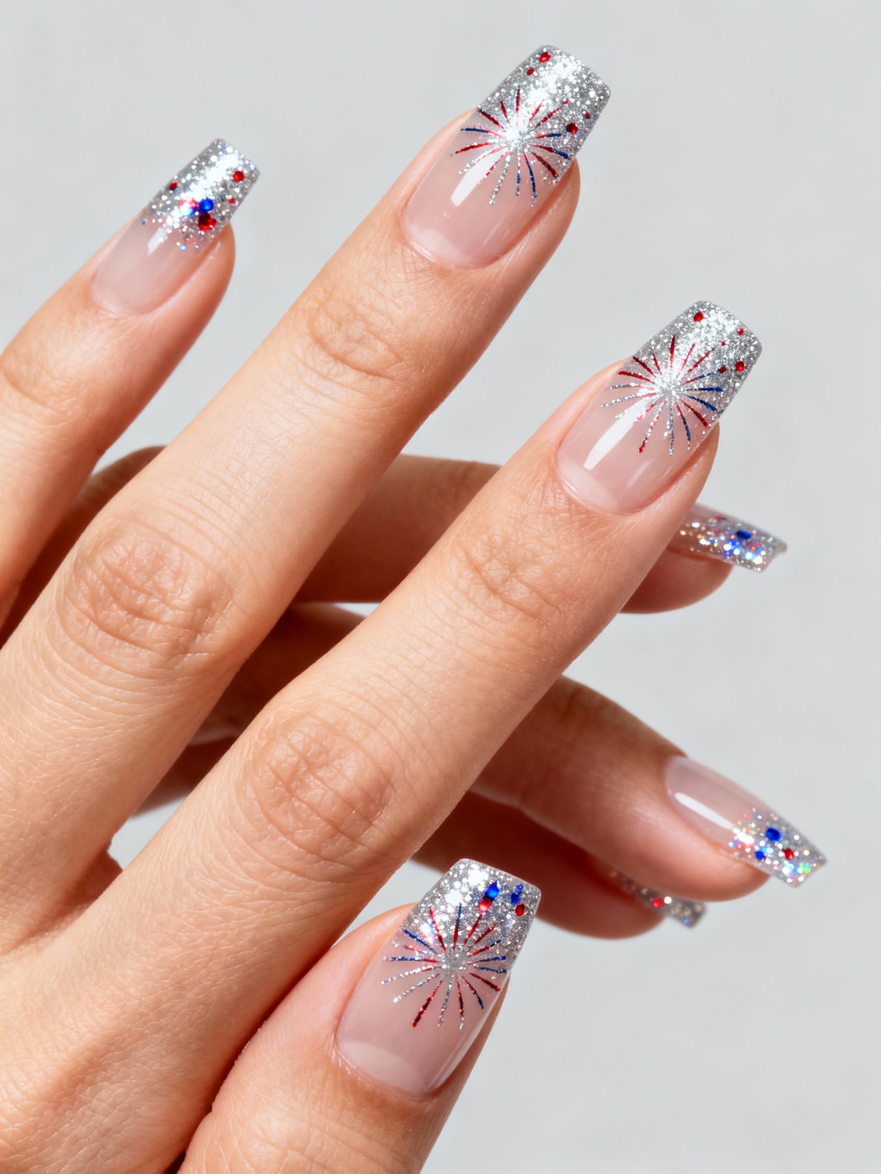 sheer nude glitter tips