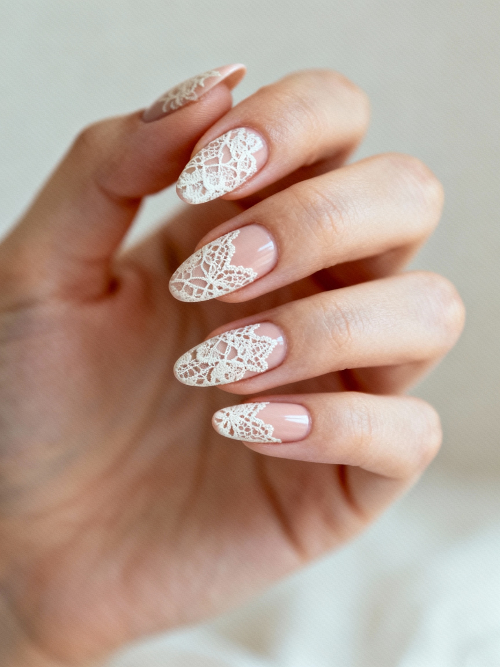 sheer nude lace manicure