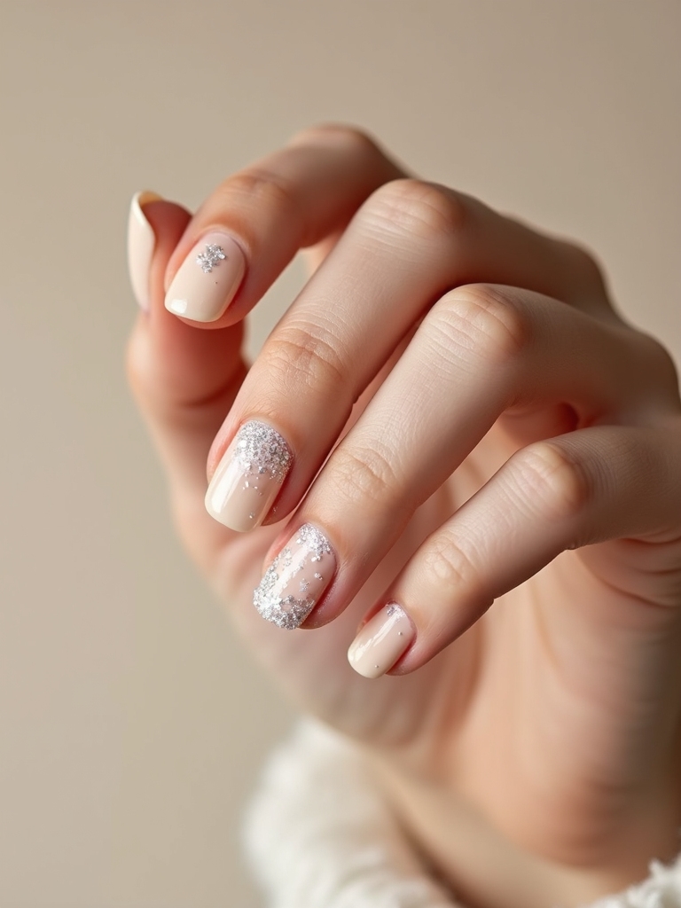 sheer nude with snowflakes