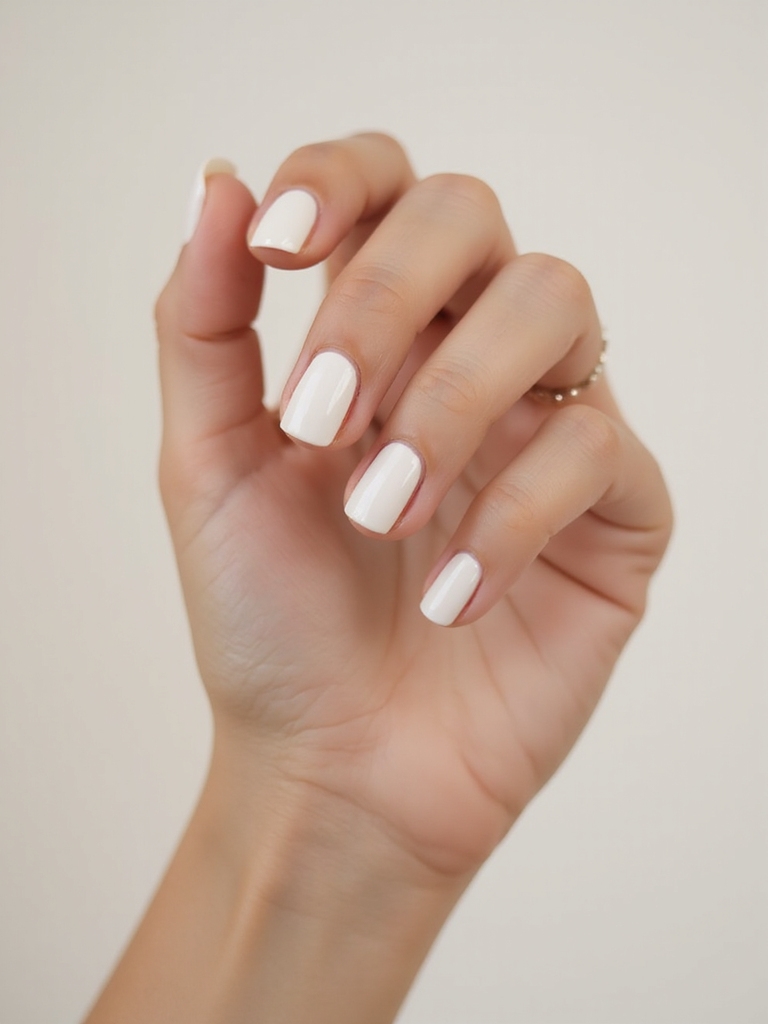 sheer pearlescent milky manicure