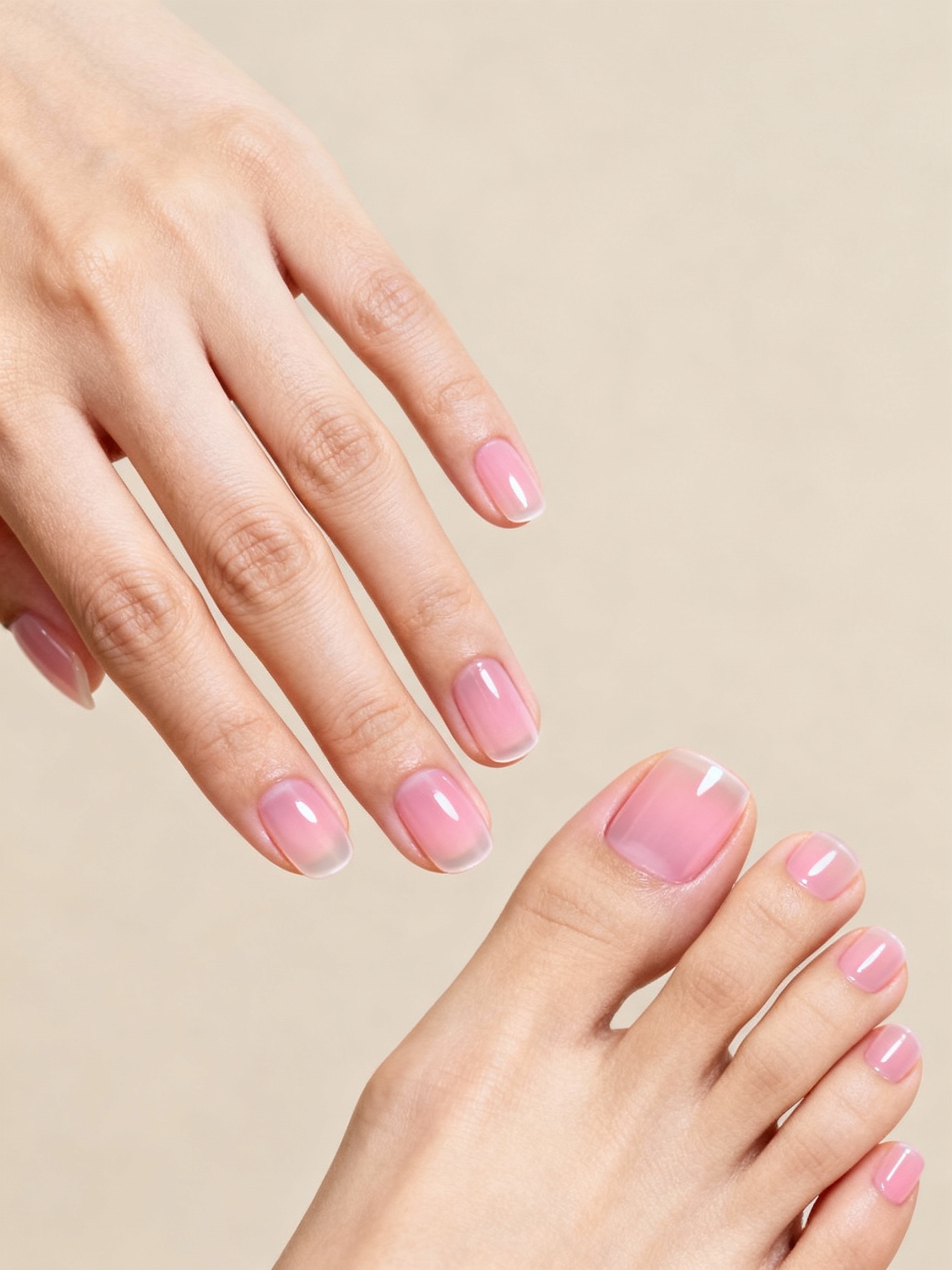 sheer pink glossy toes