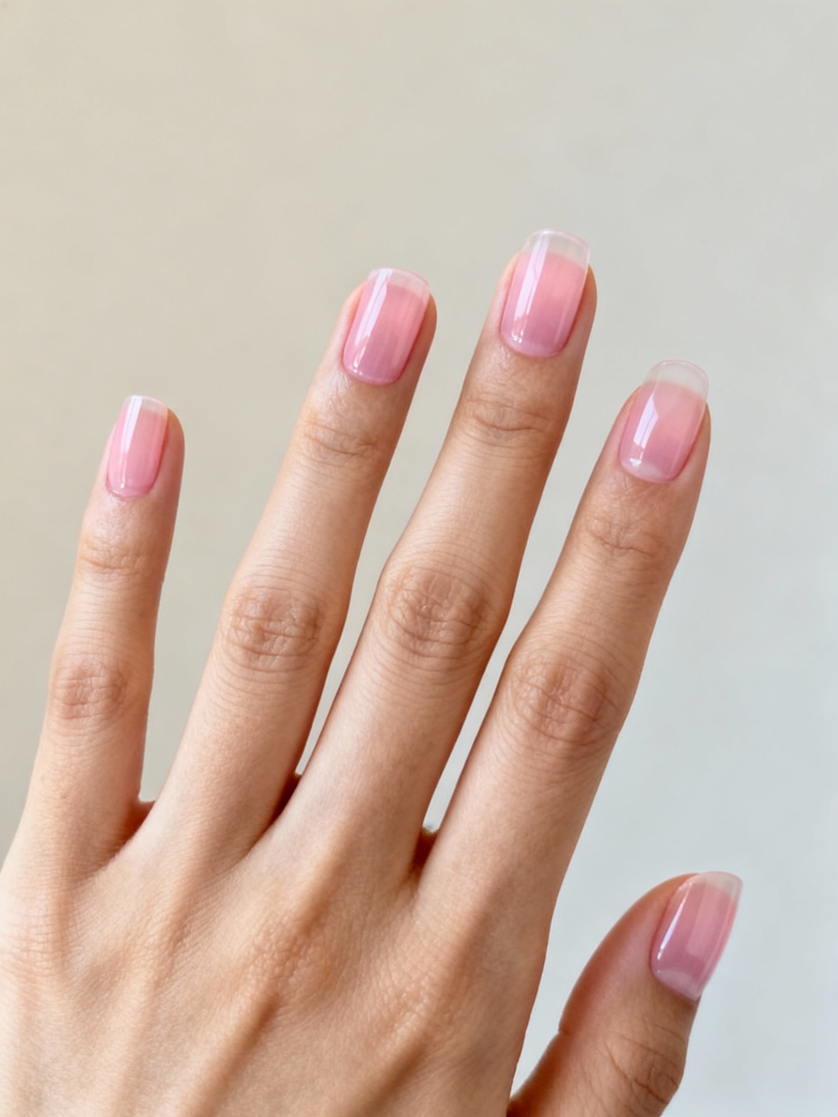 sheer pink polished minimalist finish