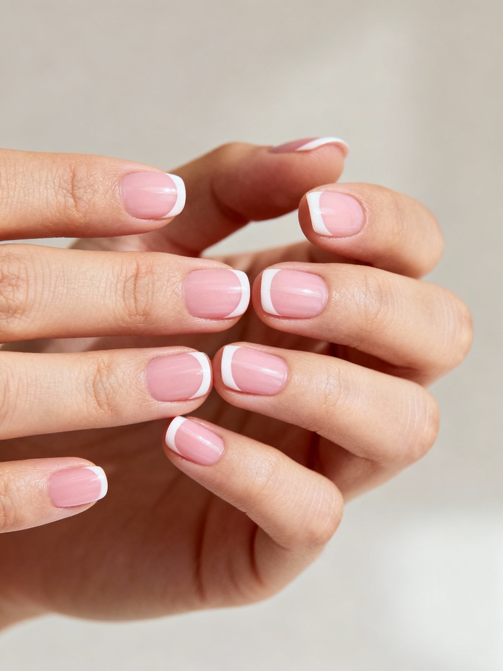 sheer pink tips subtle smile