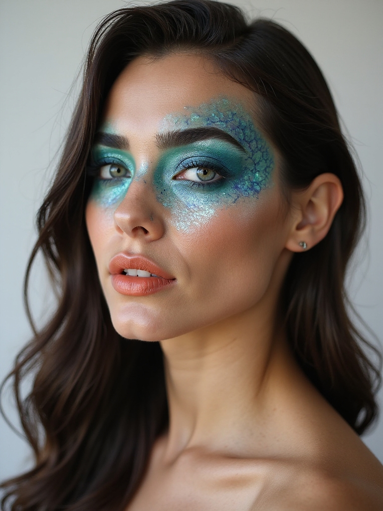 shimmering mermaid wet look scales