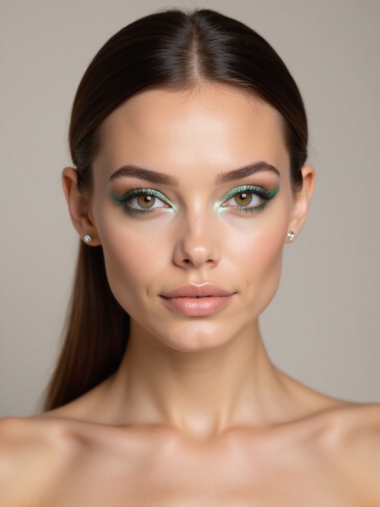 shimmery metallic jade glossy lid