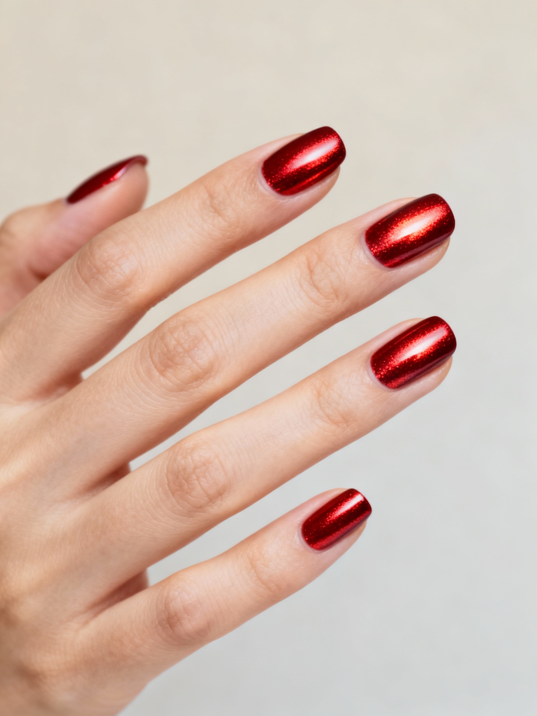 shiny red chrome manicure ideas